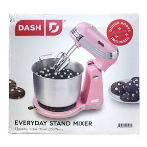 Dash Everyday Electric Stand Mixer, 6-Speed, 3-Quart Bowl, Pink